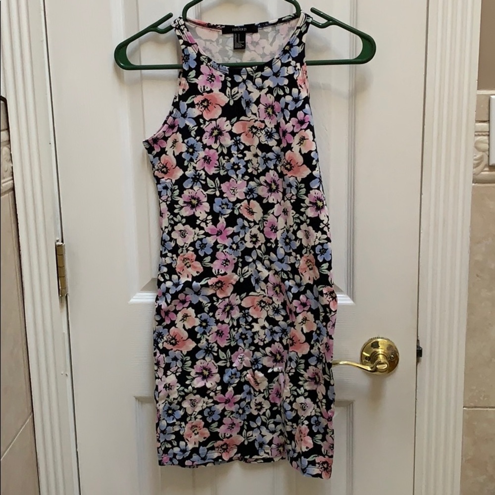 Black bodycon floral dress
